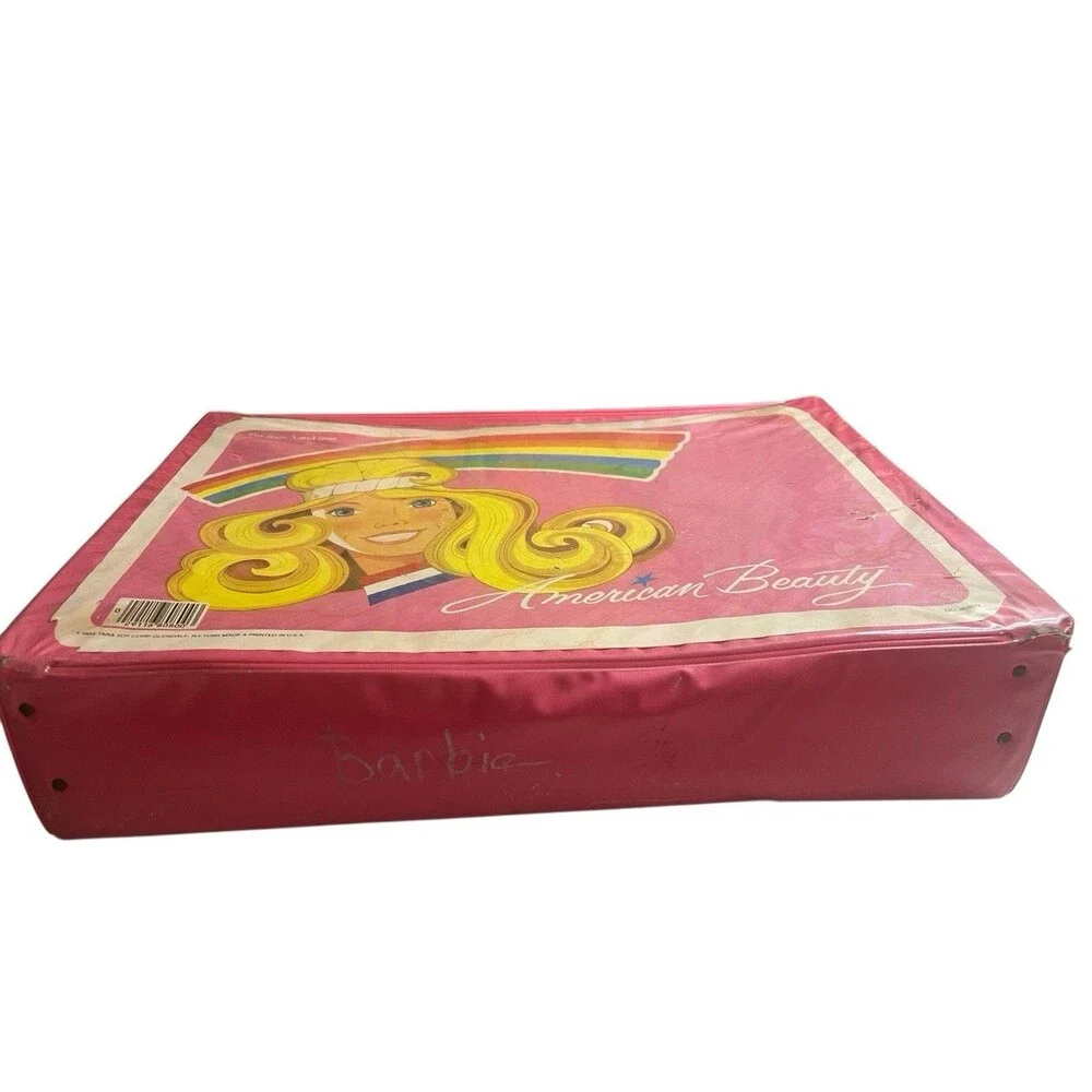 Vintage Barbie Doll Clothing Case American Beauty 1984 Pink Rainbow 80s